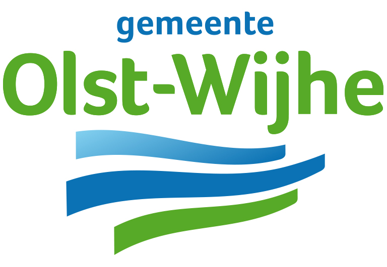 Olst-Wijhe gemeente logo met golvende lijnen in blauw en groen als symbool voor water en natuur.
